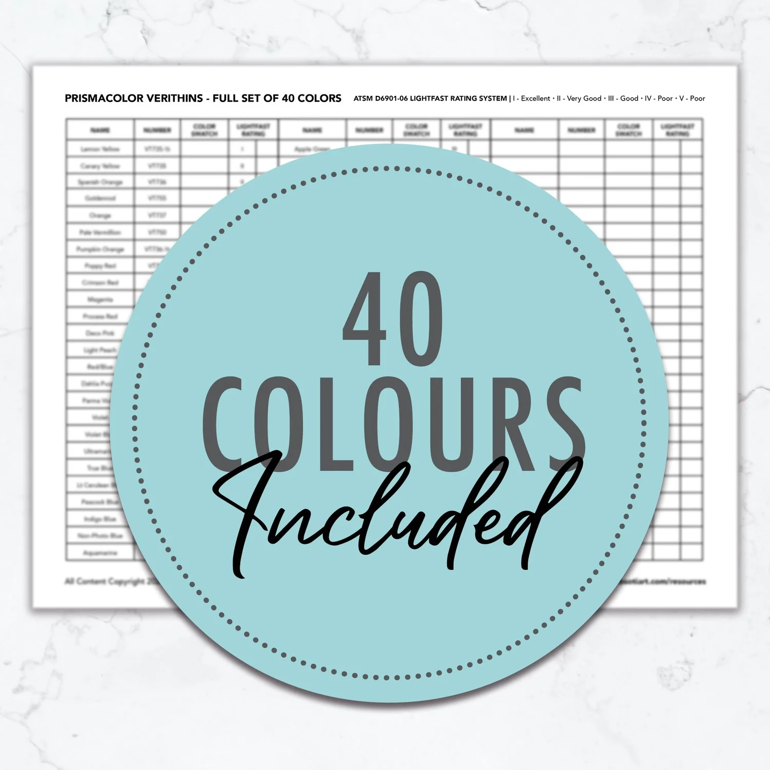 Blank Color Chart Printable Verithin