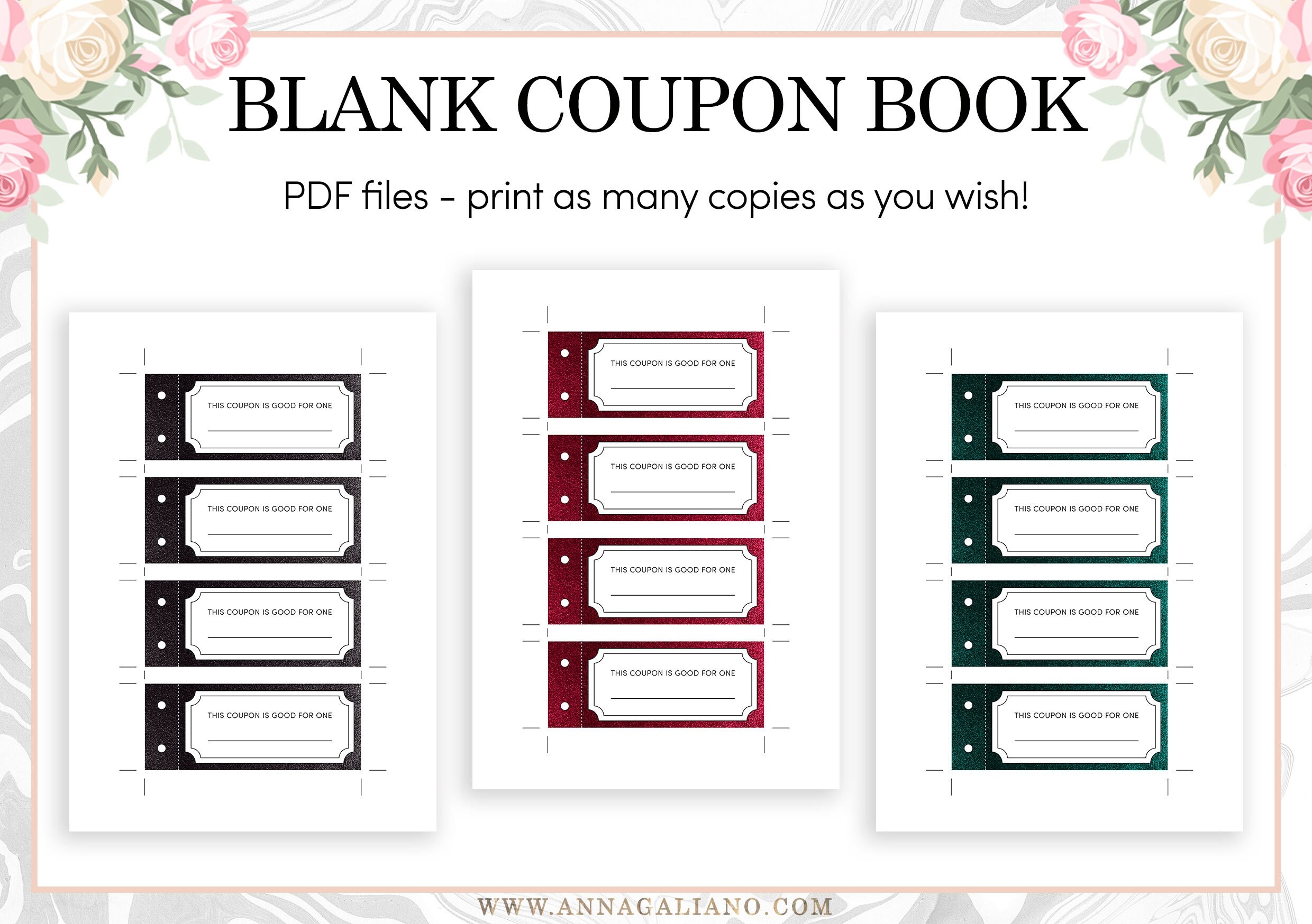 Printable Coupon Book Template Blank Vouchers Best Friends Gift 