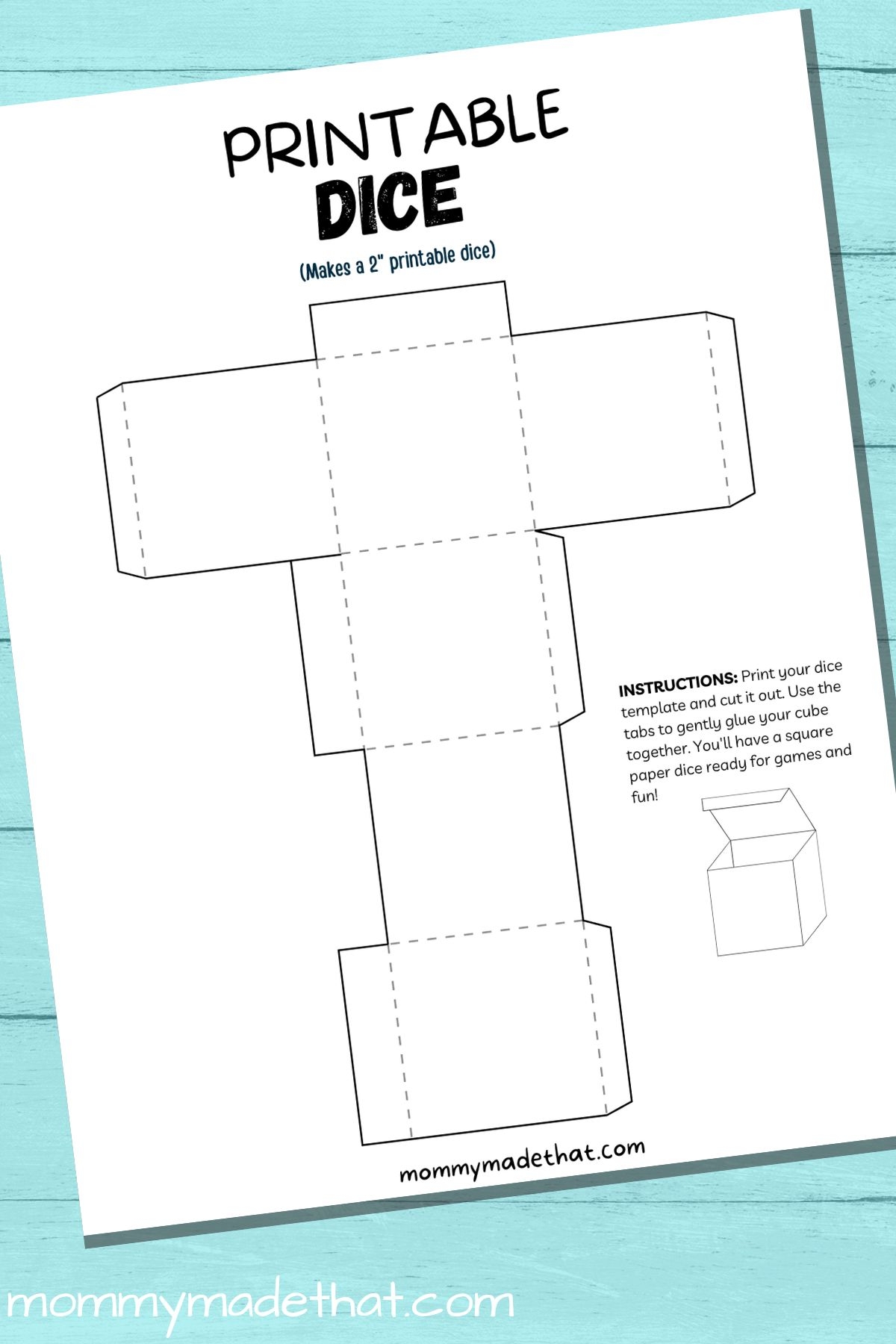 Printable Dice Template Blank