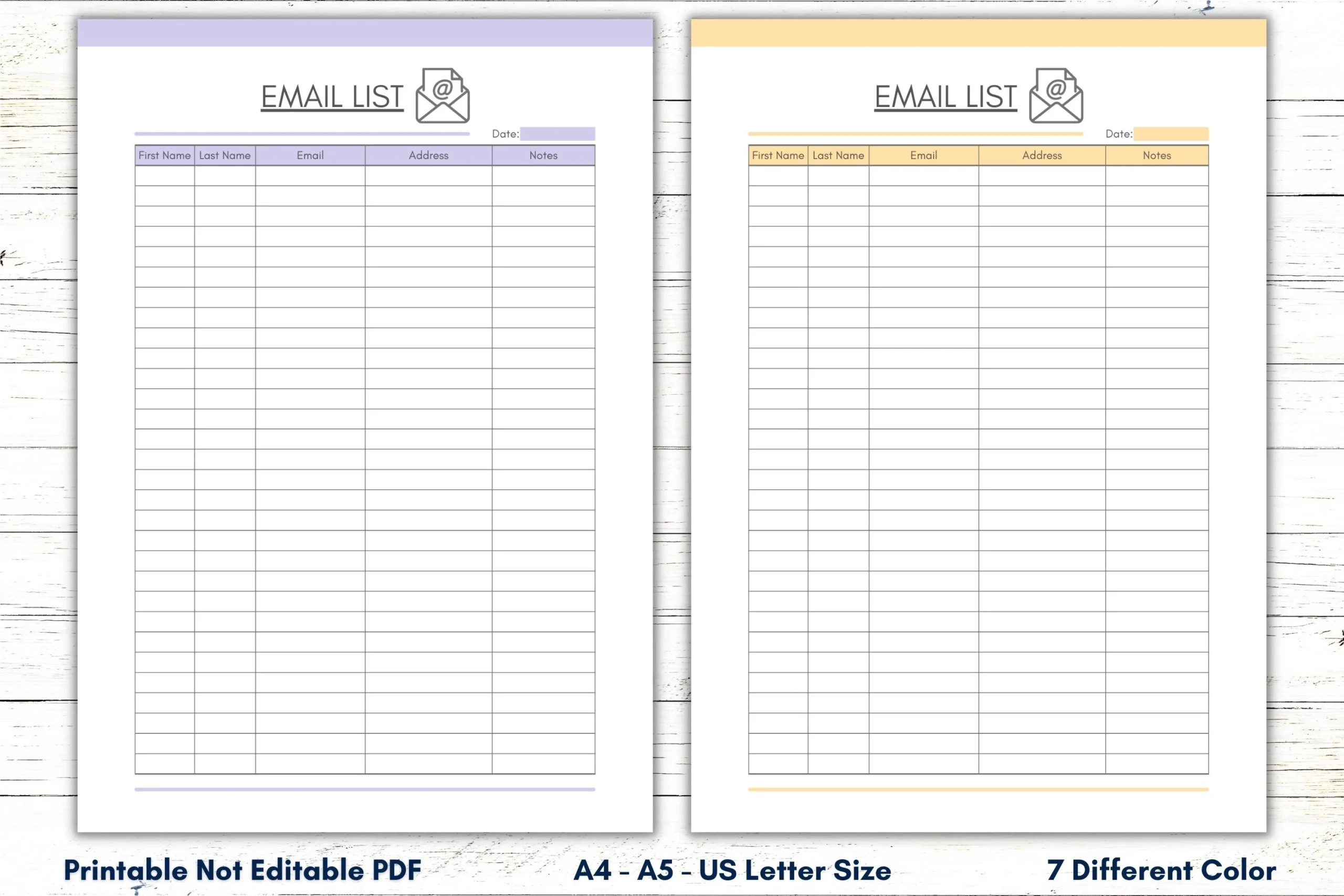 Printable Email List Template Printable Email List Sheet Mailing 