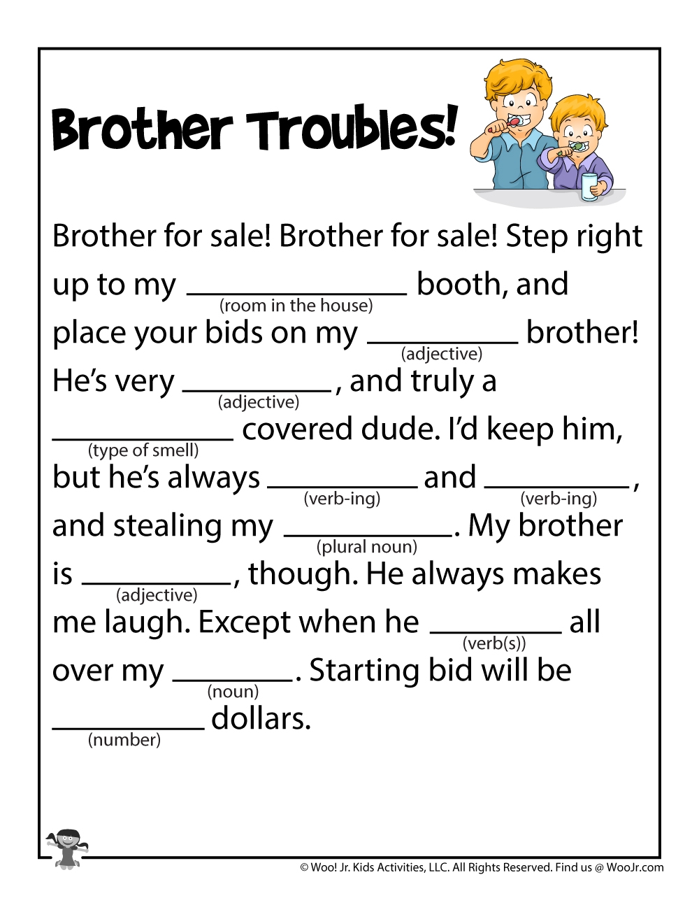 Printable Family Funny Fill In Stories Woo Jr Kids Activities 