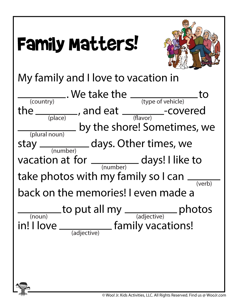 Printable Family Funny Fill In Stories Woo Jr Kids Activities 