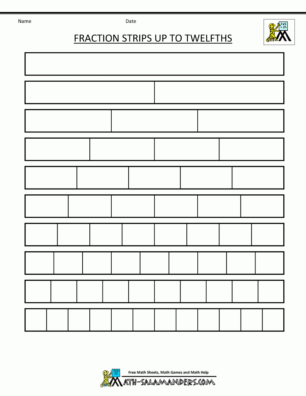 Printable Blank Fraction Squares