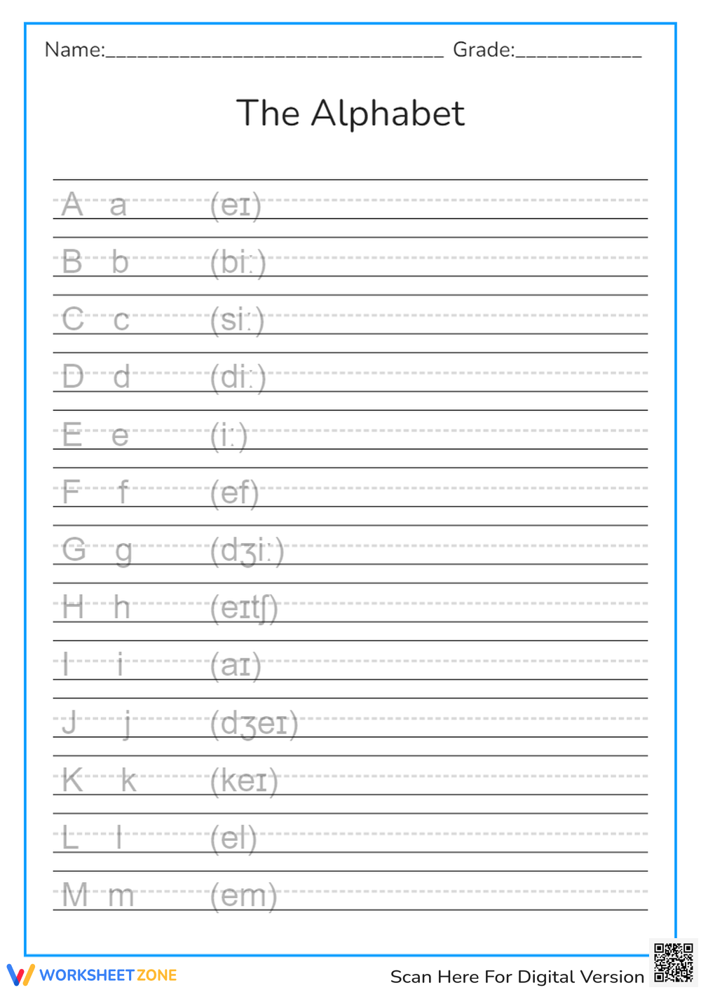Printable Alphabetized Blank Lines