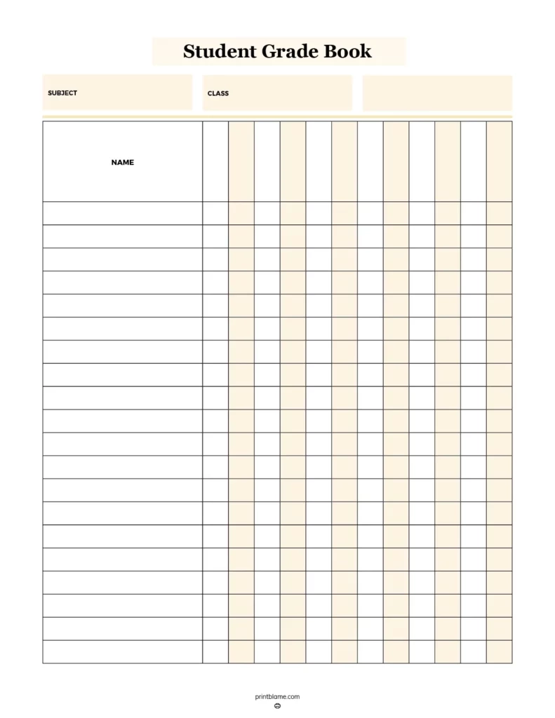 Printable Blank Grade Sheets