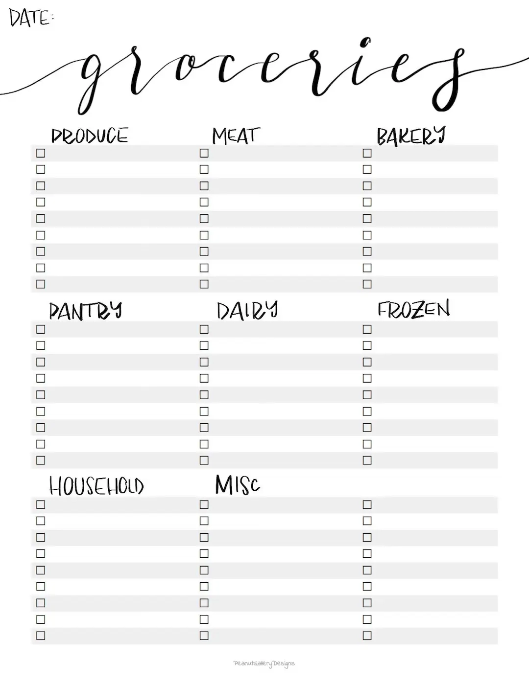 Blank Printable Pantry List