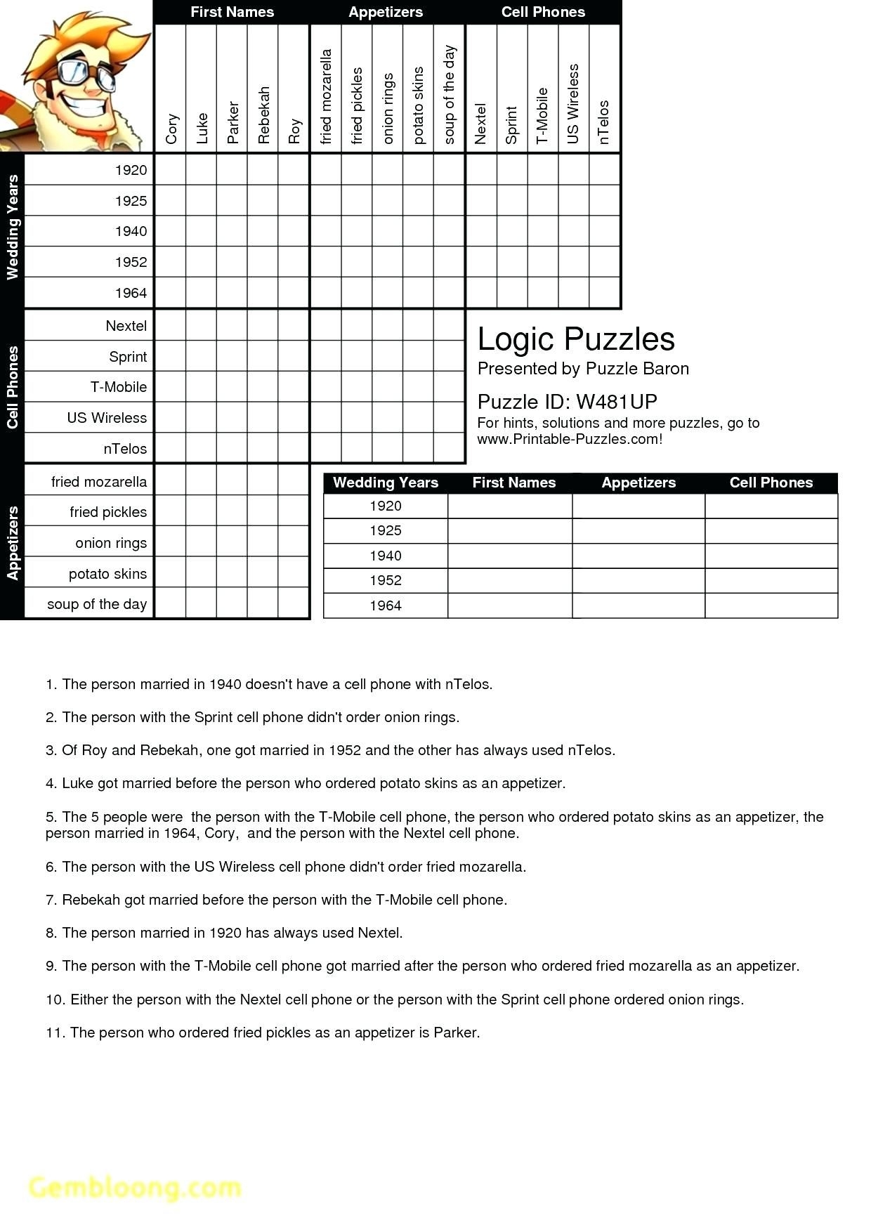 Printable Blank Logic Puzzle Grids