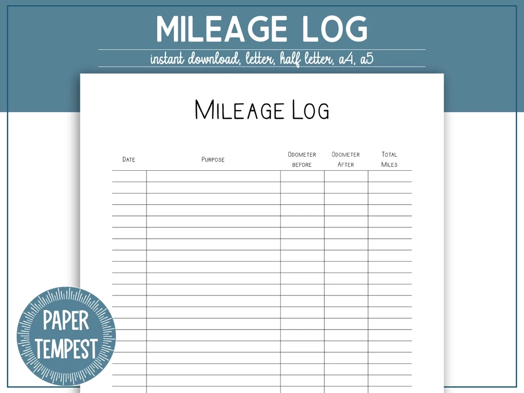 Blank Printable Mileage Log