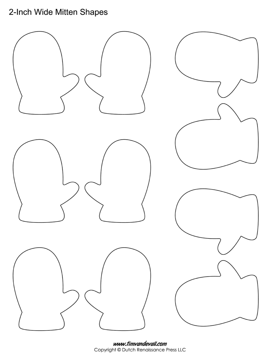 Printable Mitten Templates Blank Mitten Shape PDFs