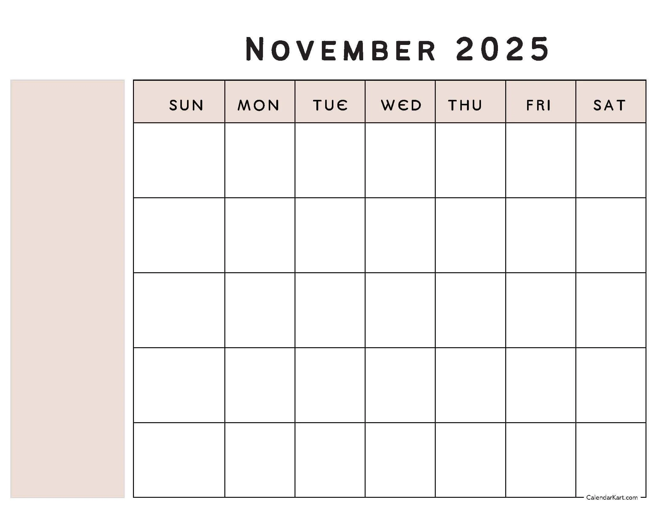 Novemebr Blank Printable Calendar