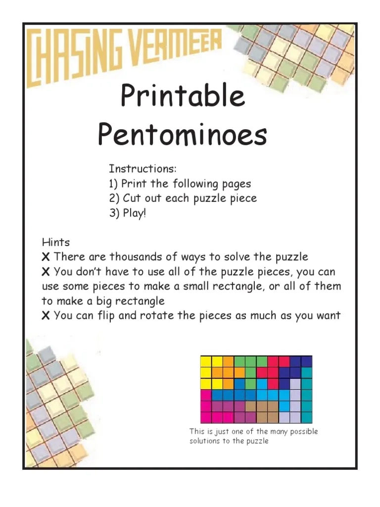Printable Pentominos PDF Teaching Methods amp Materials