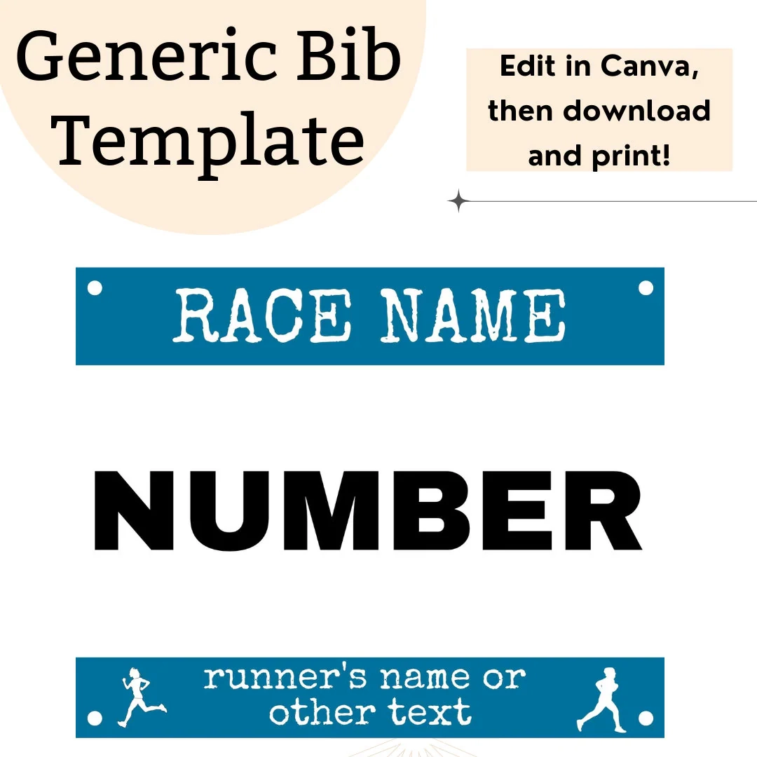 Printable Race Bib Template Editable Running Bib Canva 