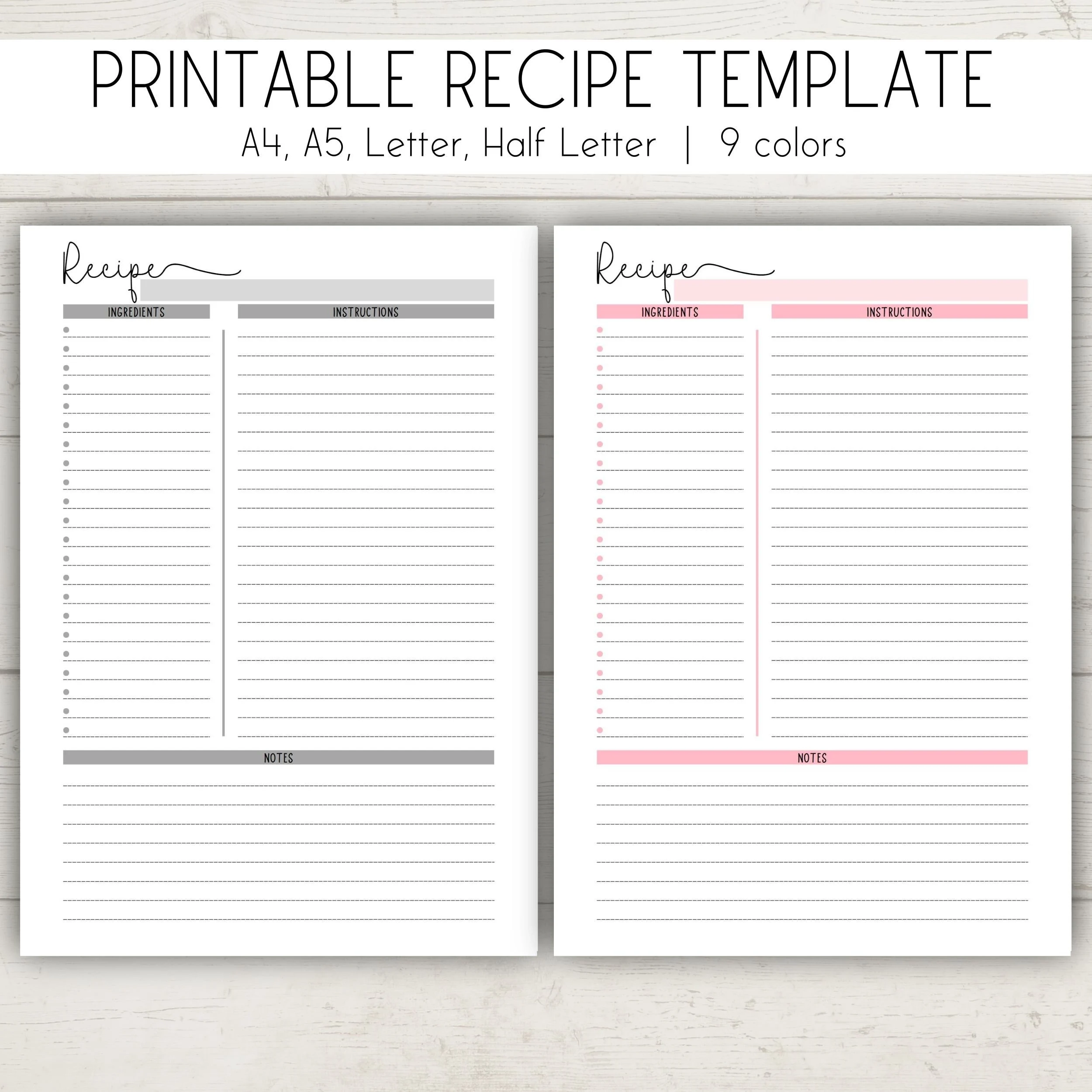 Printable Blank Recipe Pages