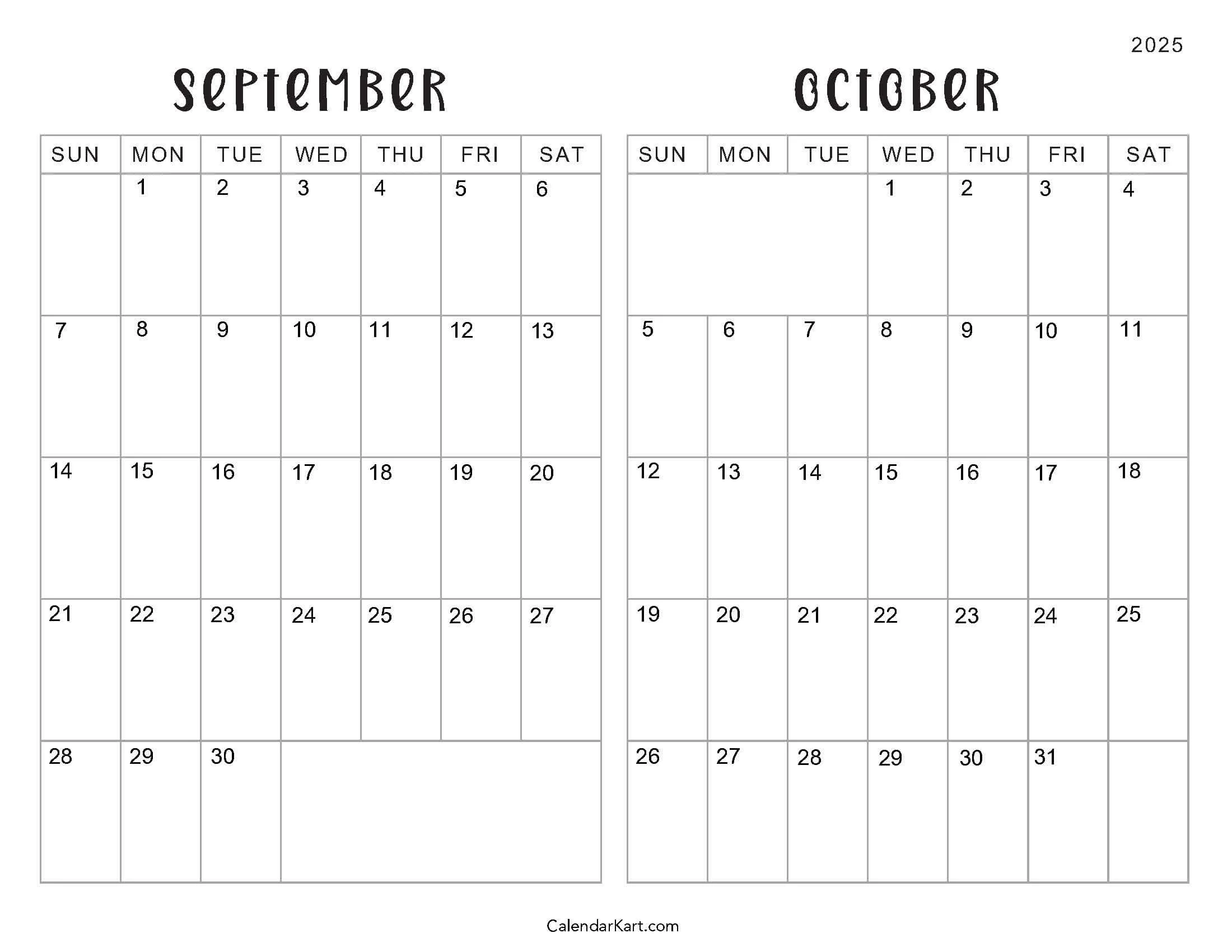 Blank Printable Bimonthly Calendar