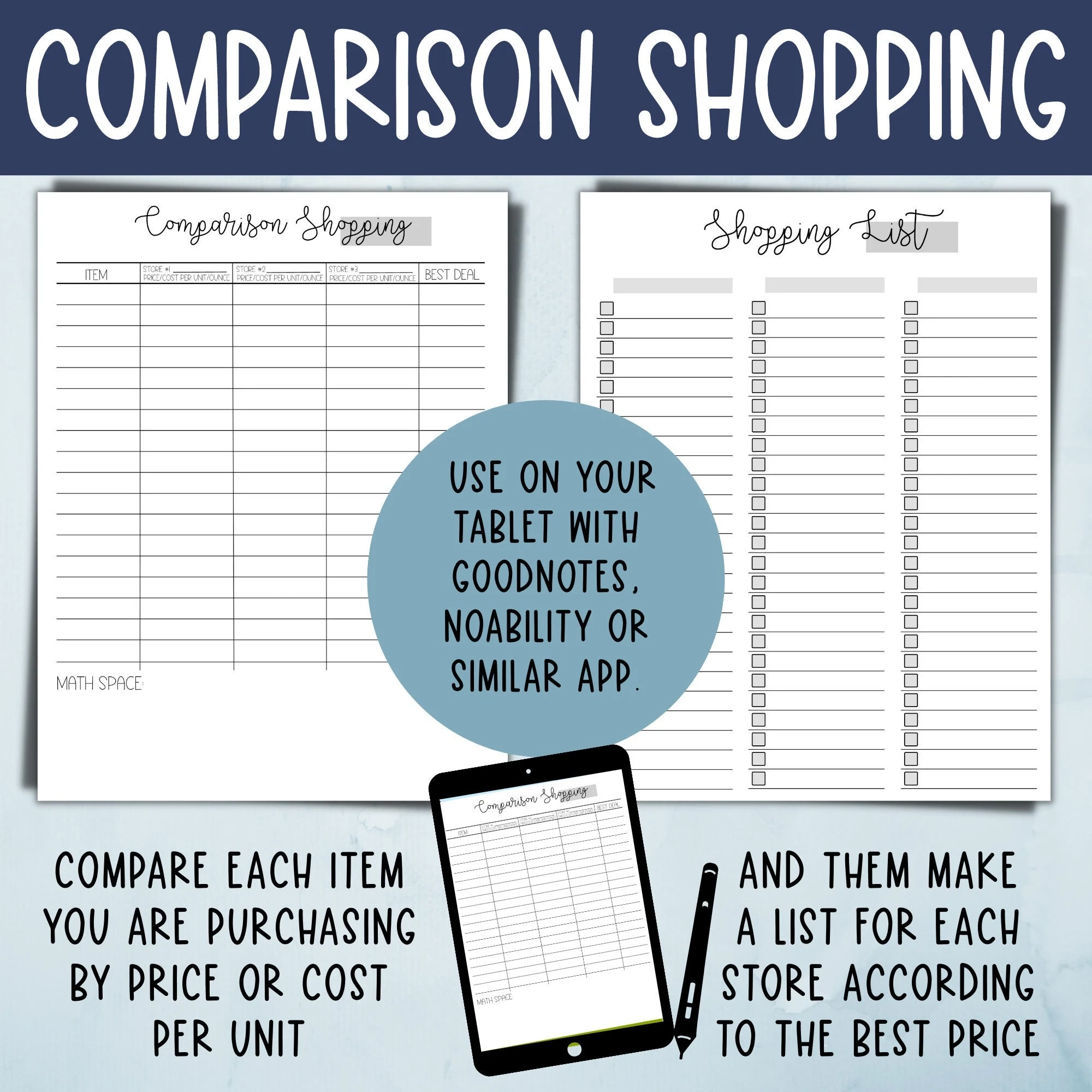 Blank Printable Compare Items