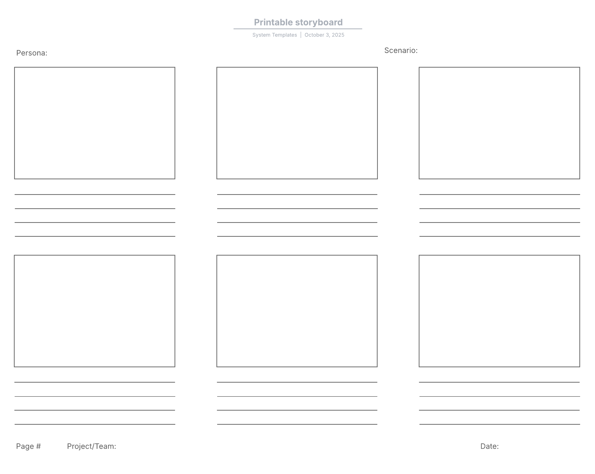 Printable Storyboard