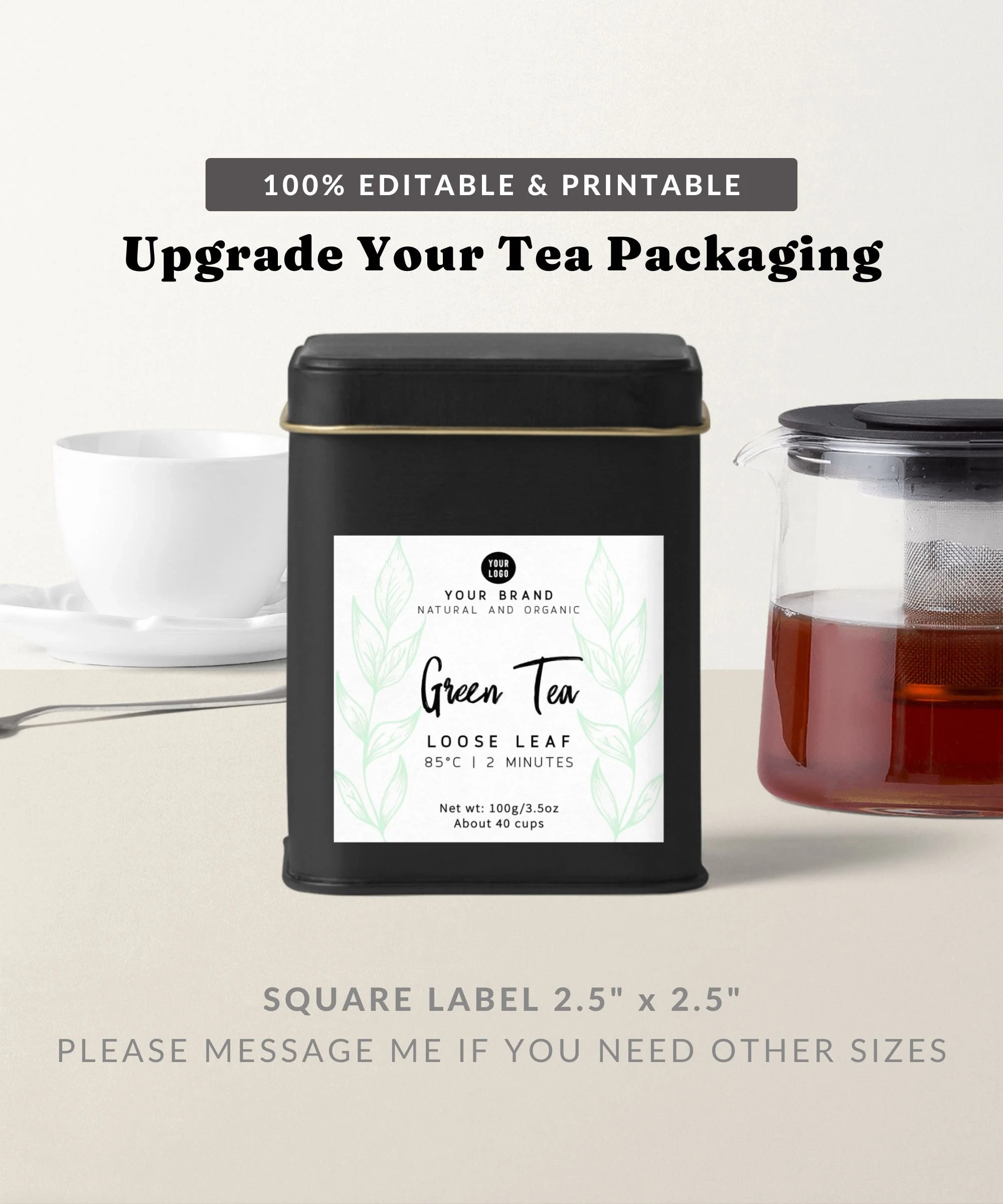 Printable Tea Label Template Floral Product Label Tea Packaging 