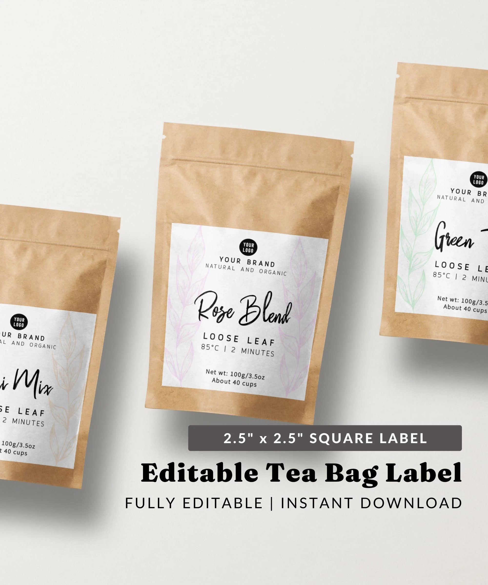Printable Tea Label Template Floral Product Label Tea Packaging 