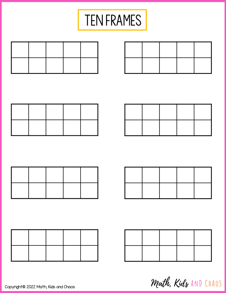 Blank Ten Frames Printable