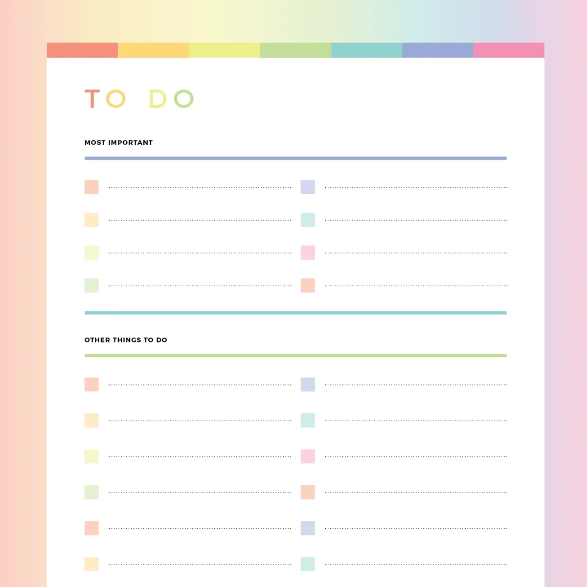 Printable To Do List For Kids Instant Download PDF A4 And US 