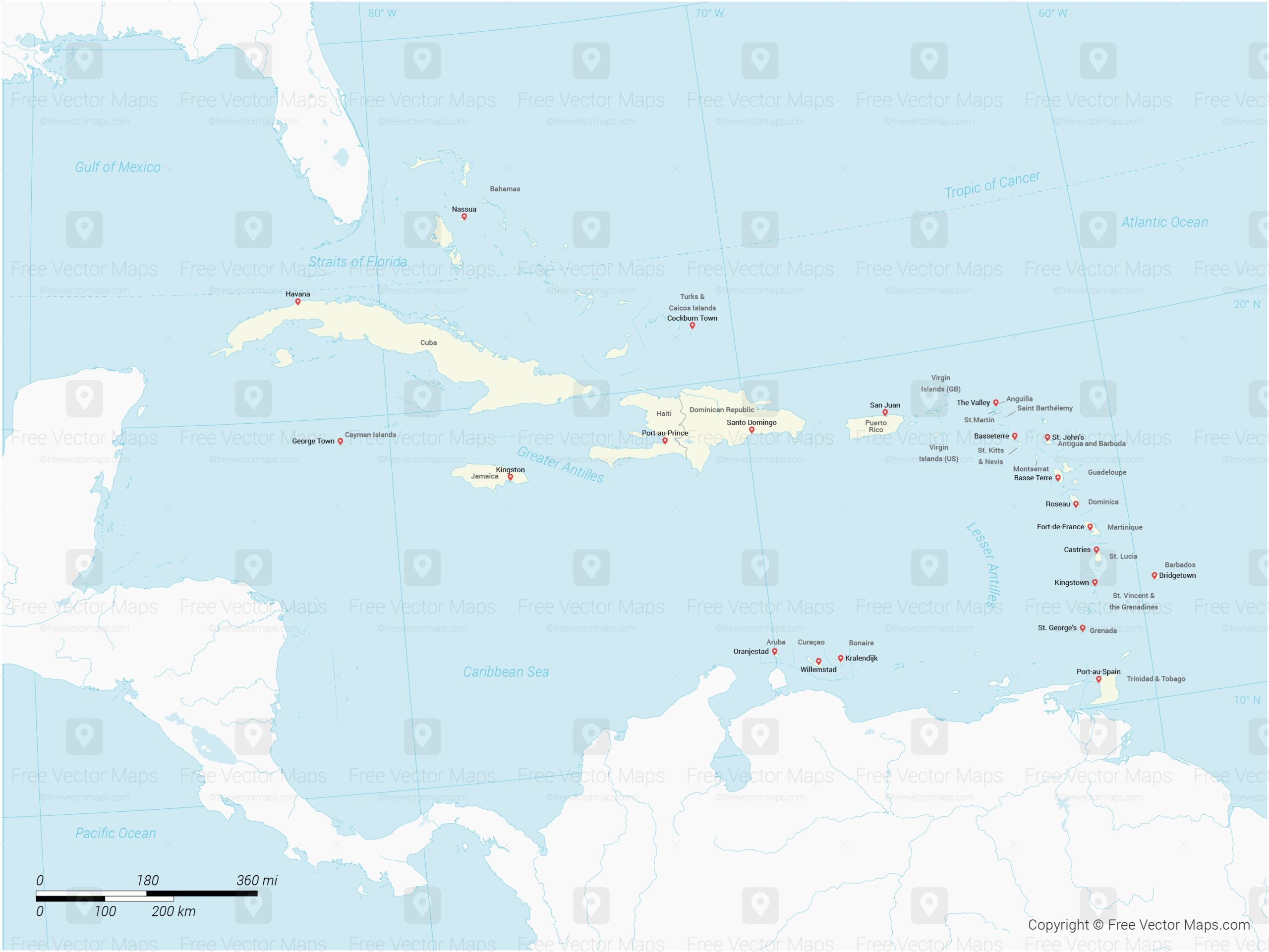 Carribean Map Blank Printable