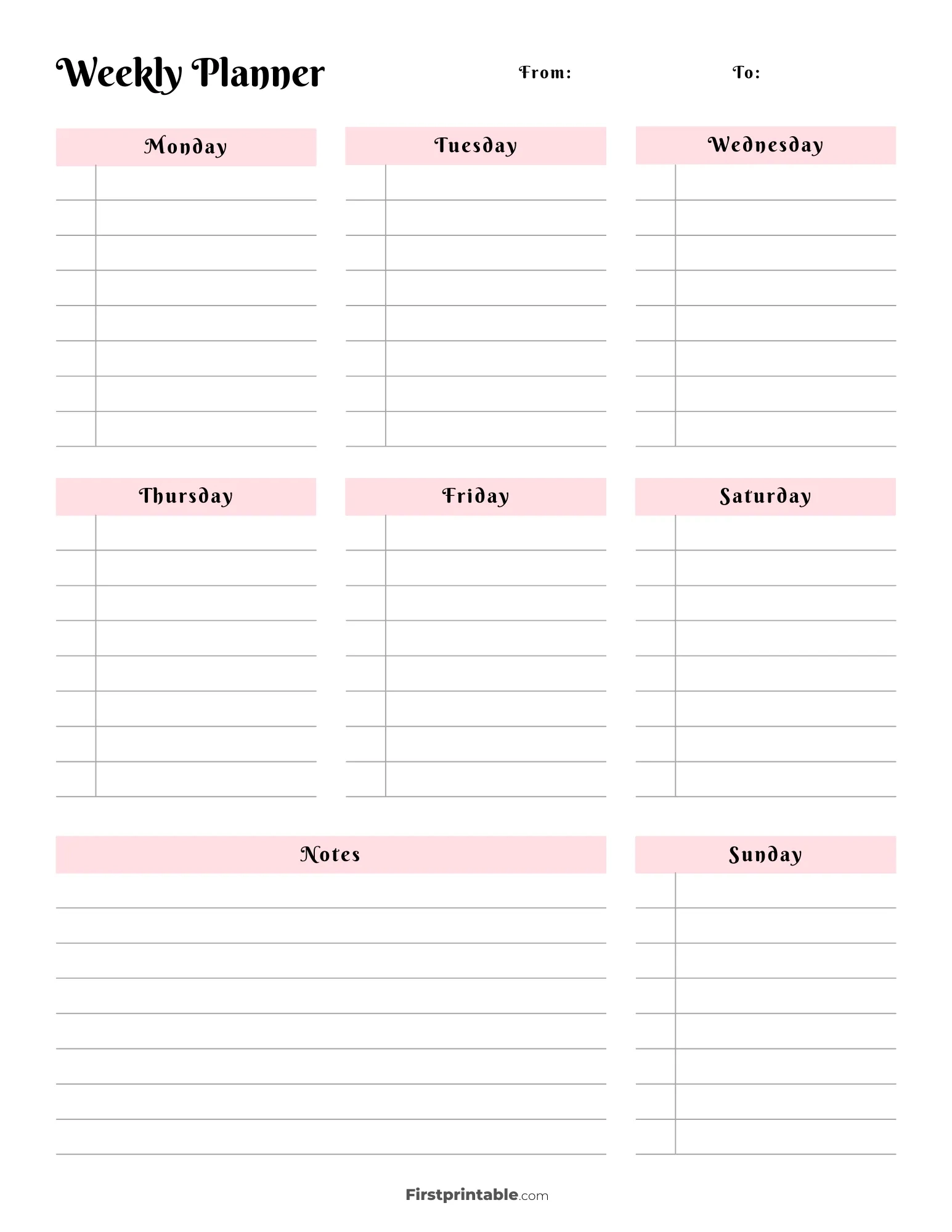 Printable Weekly Calendar amp Planner Free Templates