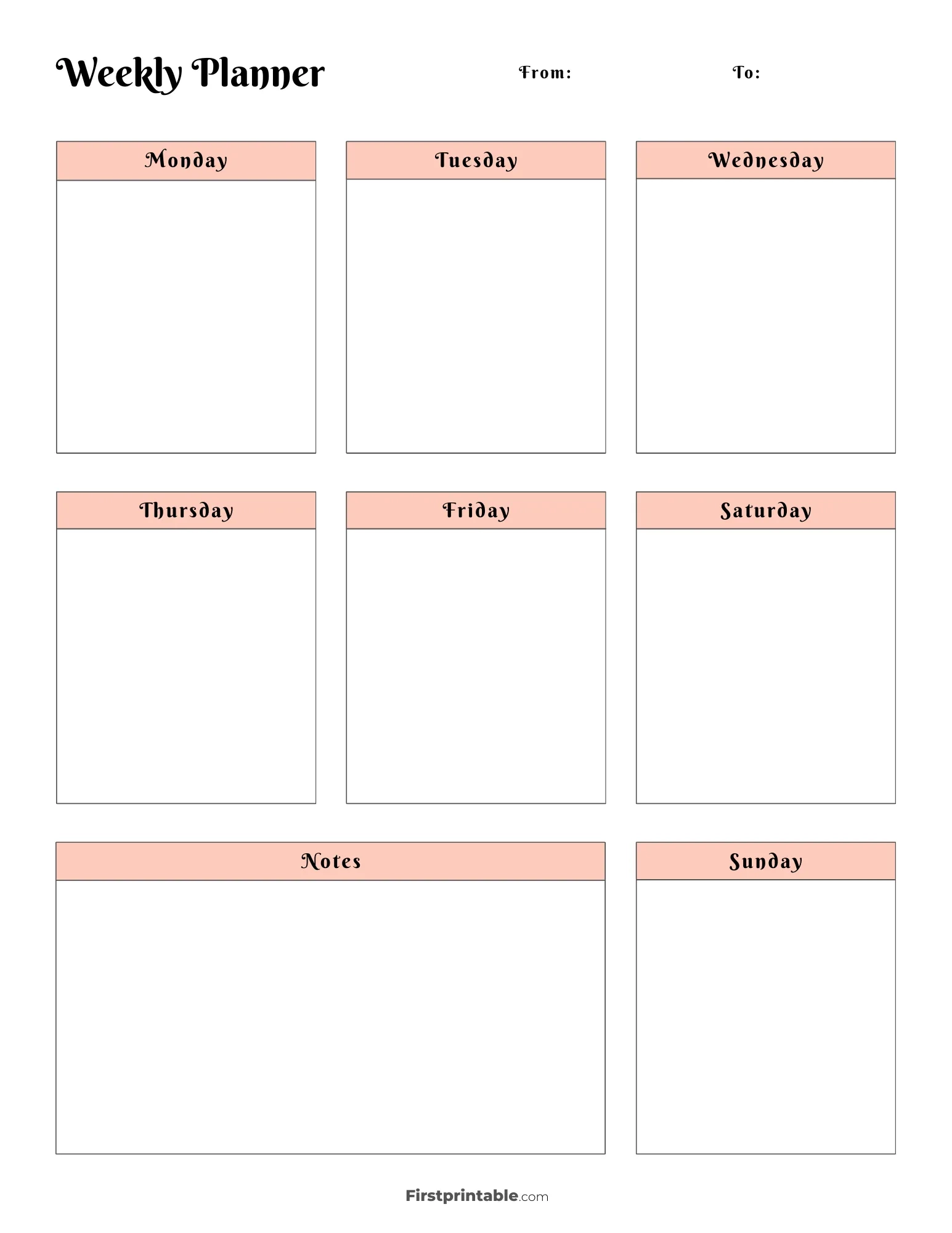 Free Printable Weekly Calendar Blank
