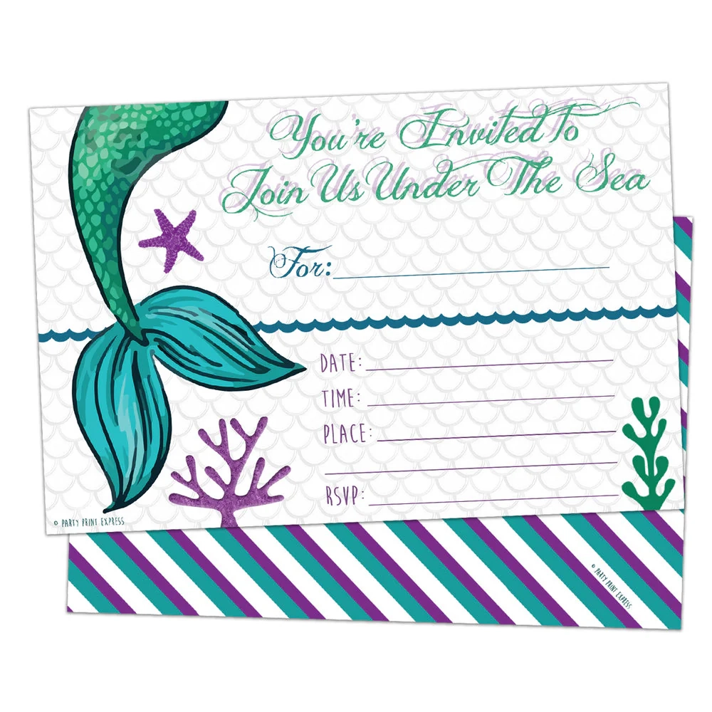 Blank Free Printable Mermaid Invitations