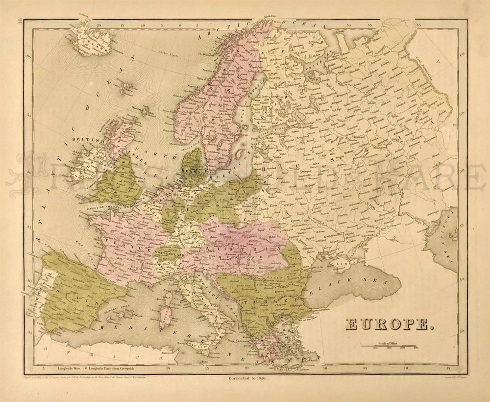 Europe Map Blank 1850 Printable