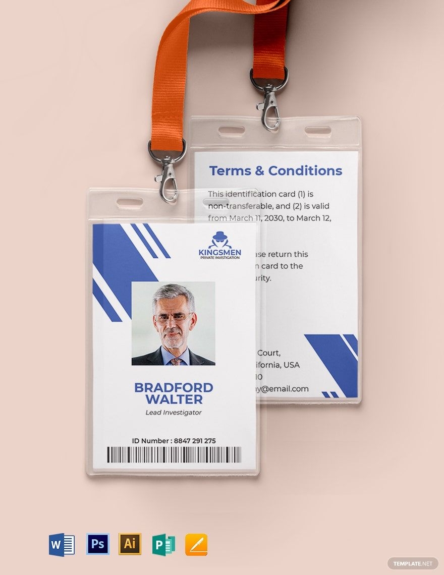 Private Investigator ID Card Template In PSD Word Pages 