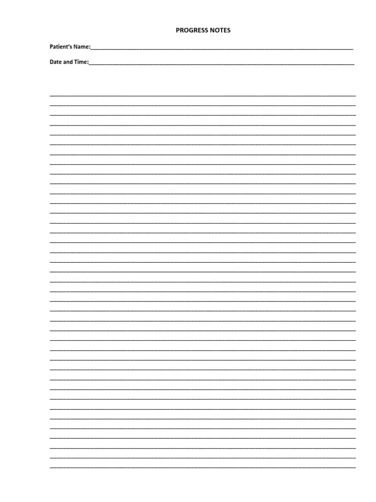 Printable Blank Progress Notes