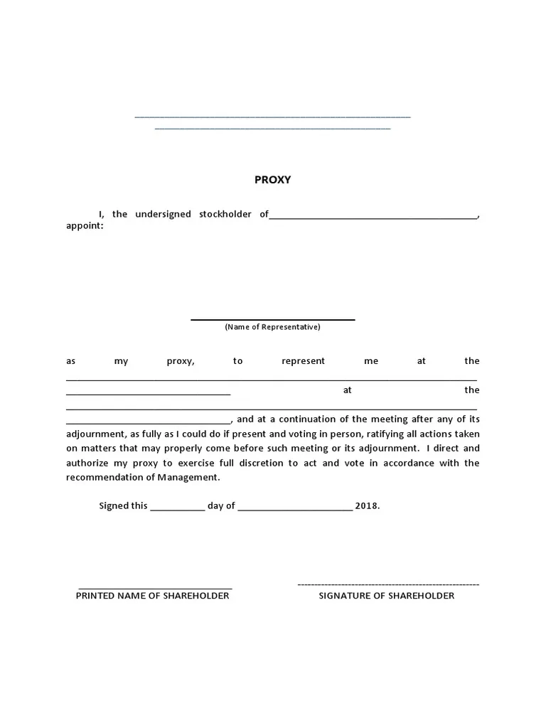 Proxy Form Template PDF