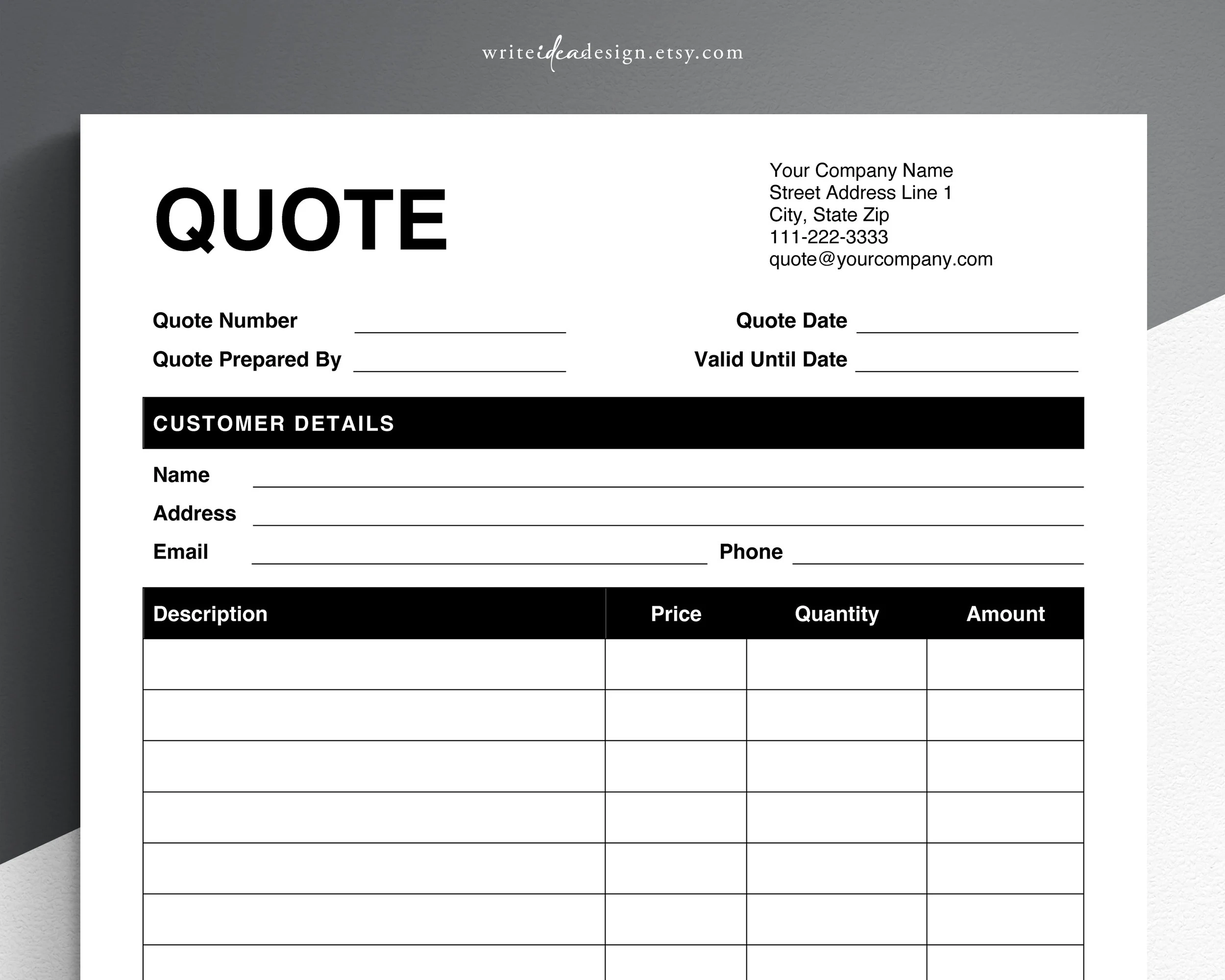 Quote Template Pdf google Docs microsoft Word Quote Form Job 