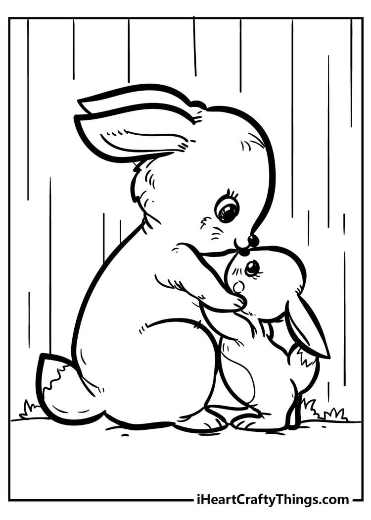 Coloring Printable Page Blank Bunny