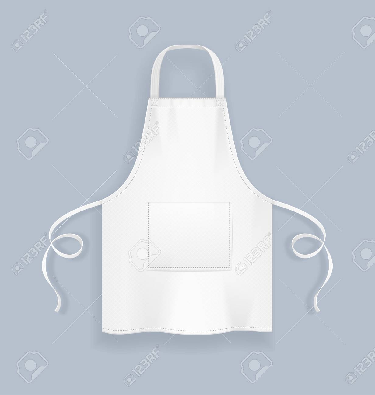 Realistic Detailed 3d White Blank Kitchen Apron Template Empty 