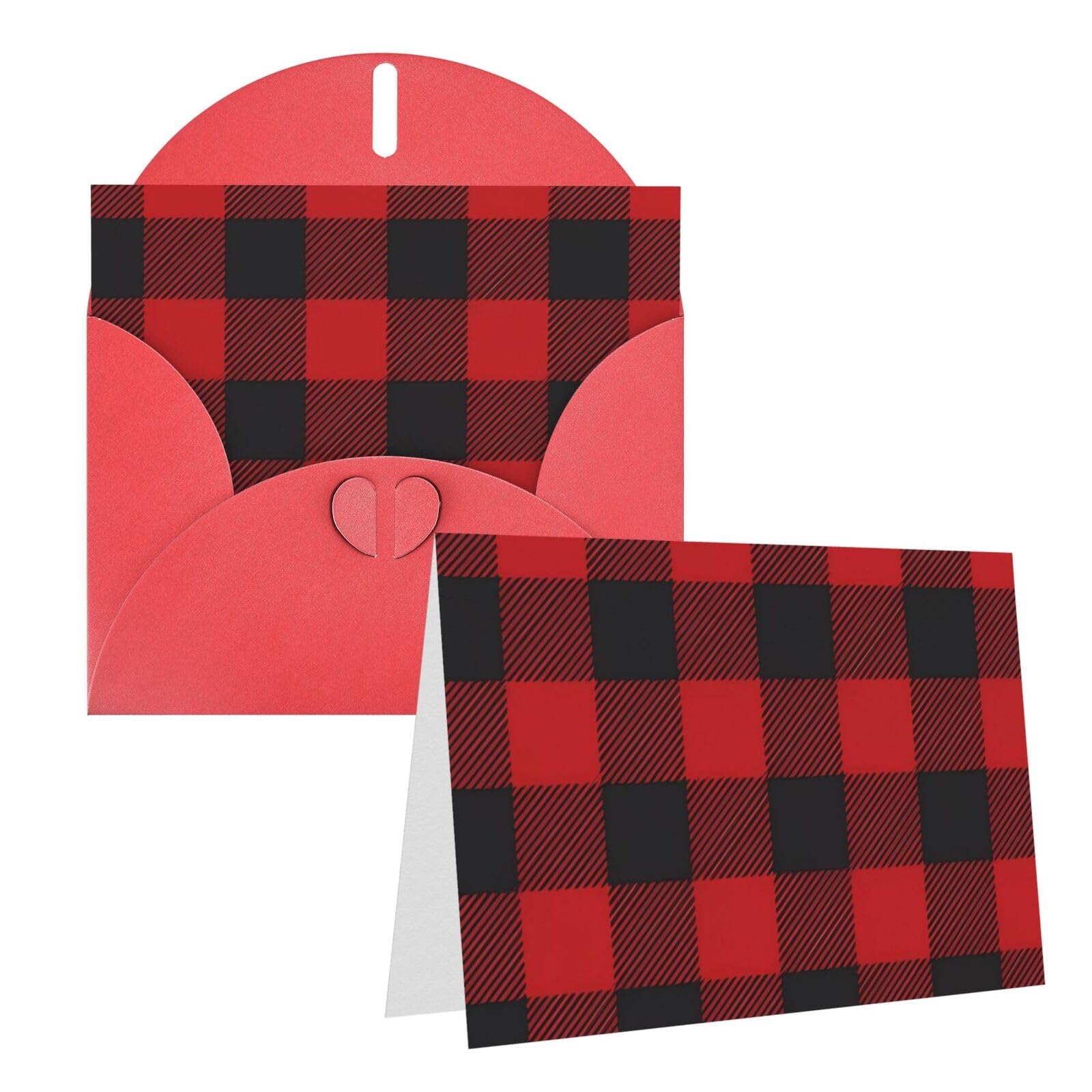 Red Black Buffalo Check Print Greeting Cards Blank Card With 