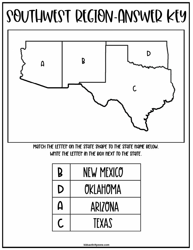Southewest States Blank Map Printable