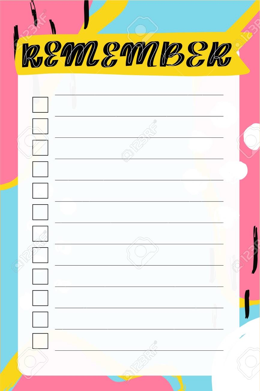 Remember To Do List With Retro Background And Trendy Lettering 