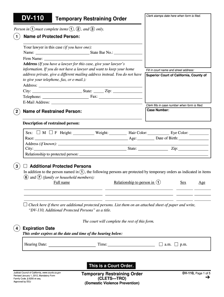 Restraining Order Fill Out amp Sign Online DocHub