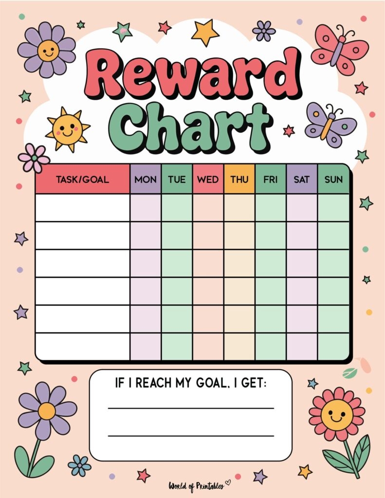 Printable Reward Chart Kids Blank
