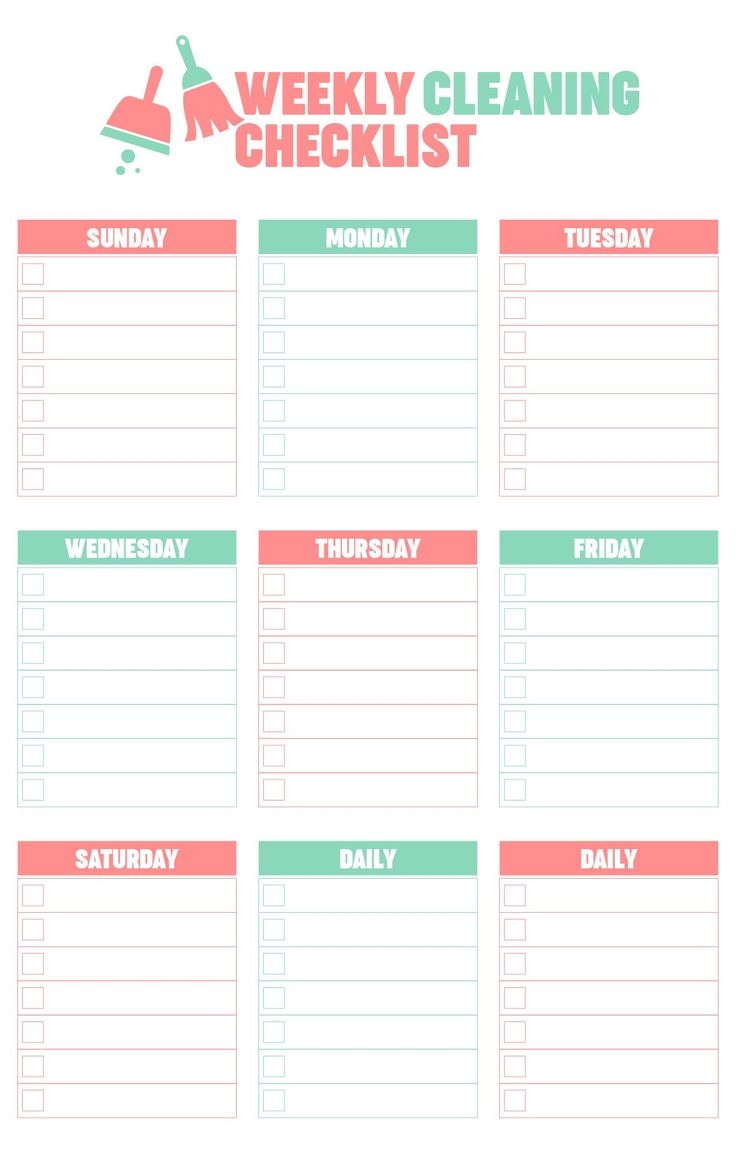 Blank Printable Cleaning Checklist