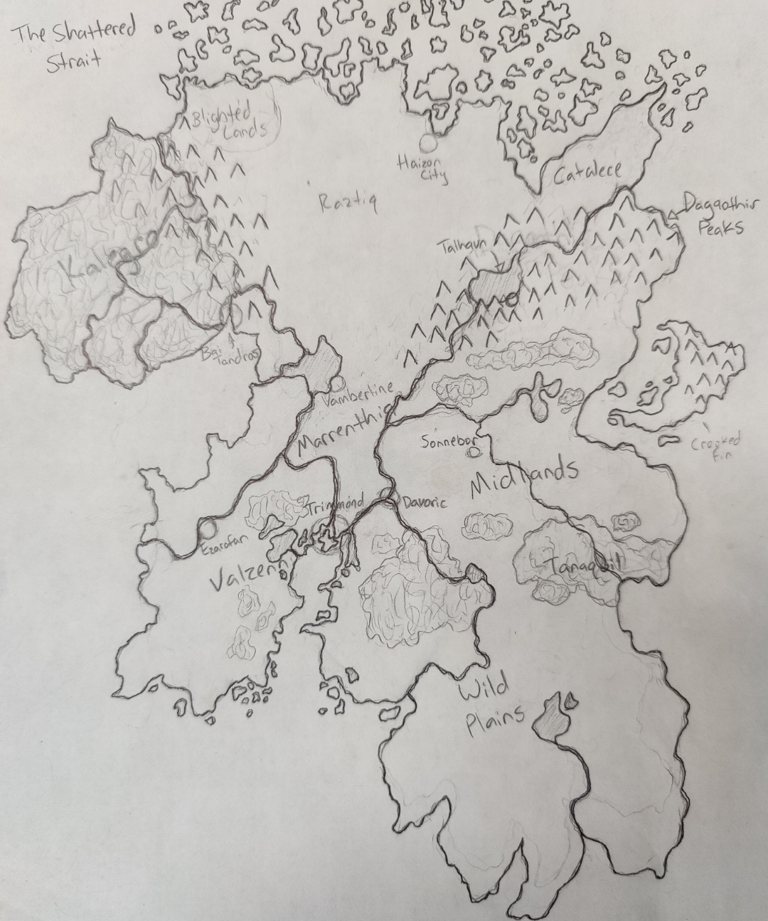 Rough Design Of My Fantasy Map Looking For Thoughts And Critiques 