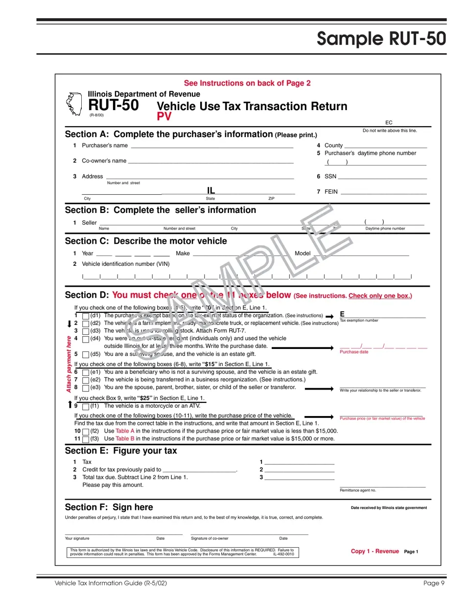 Sample Form RUT 50 Fill Out Sign Online And Download Printable 