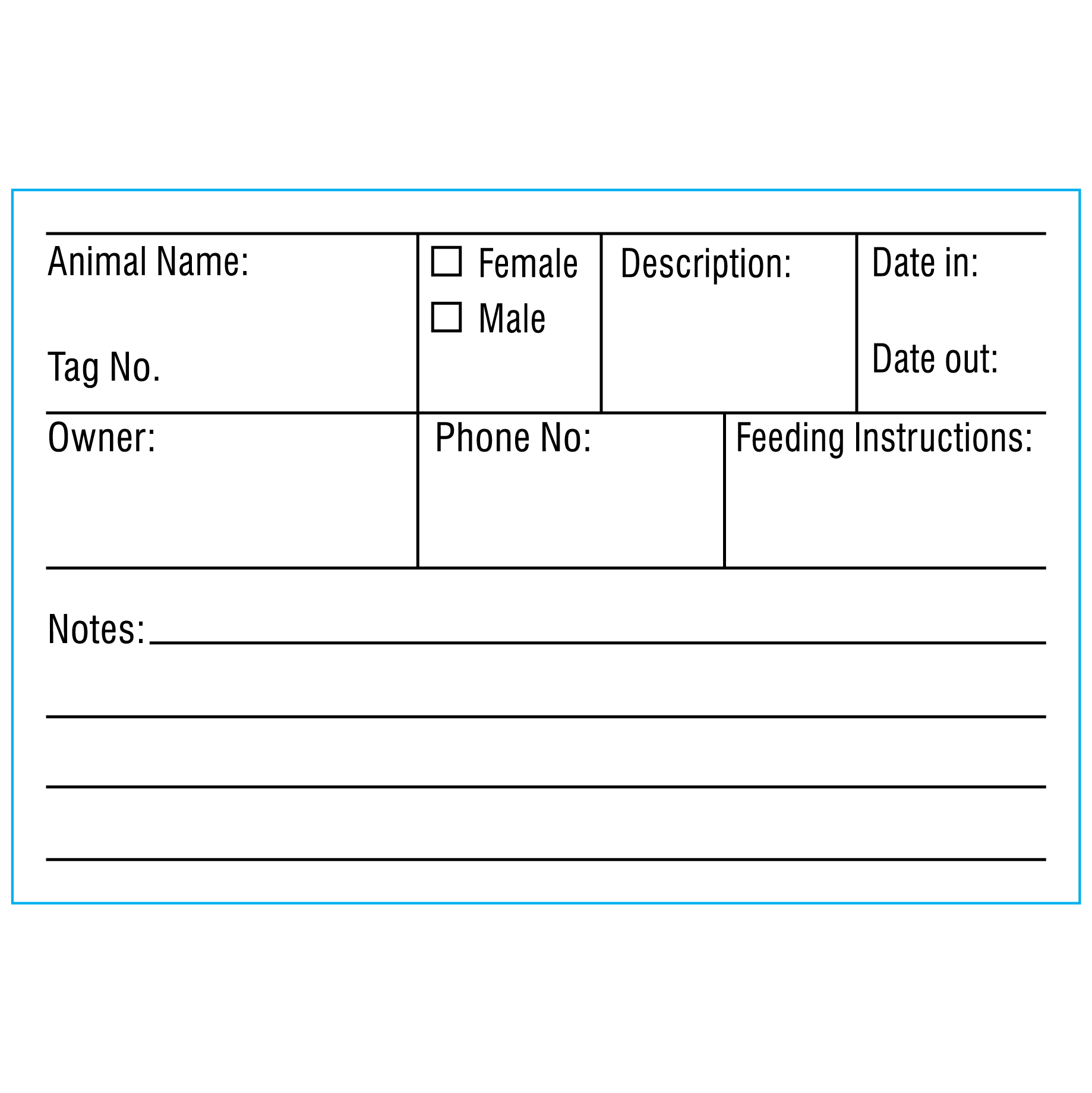 Printable Blank Cards Vet