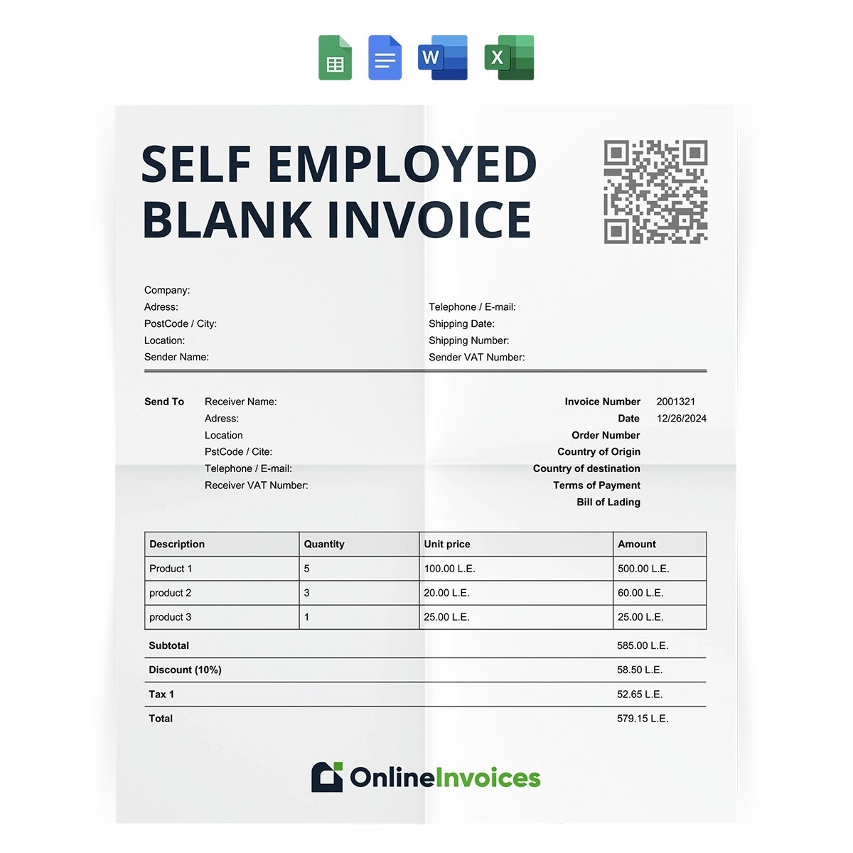 Self Employed Blank Invoice Template Free Download Word Excel 