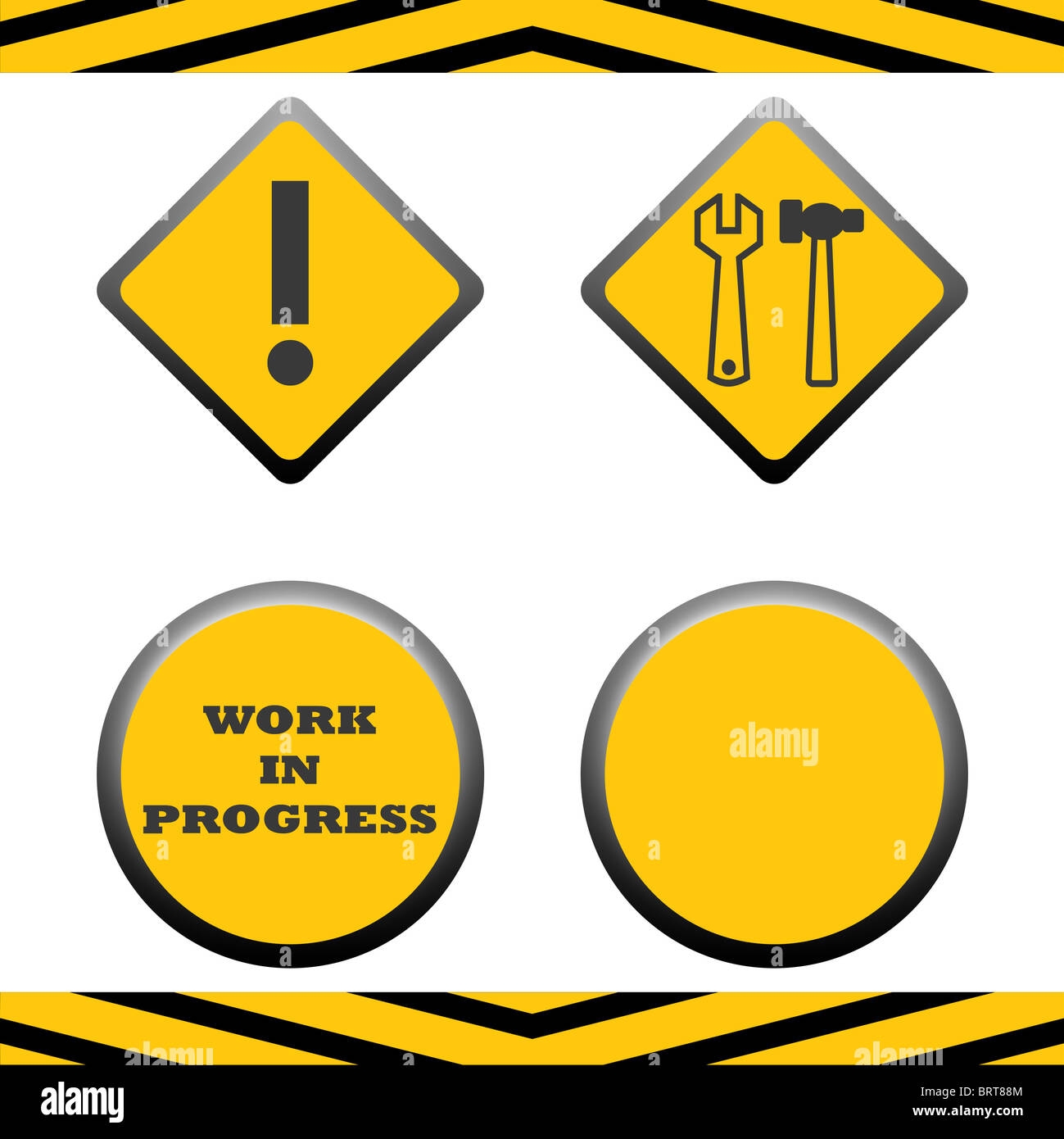 Set Of Blank Under Construction Signs With Copy Space Isolated On 