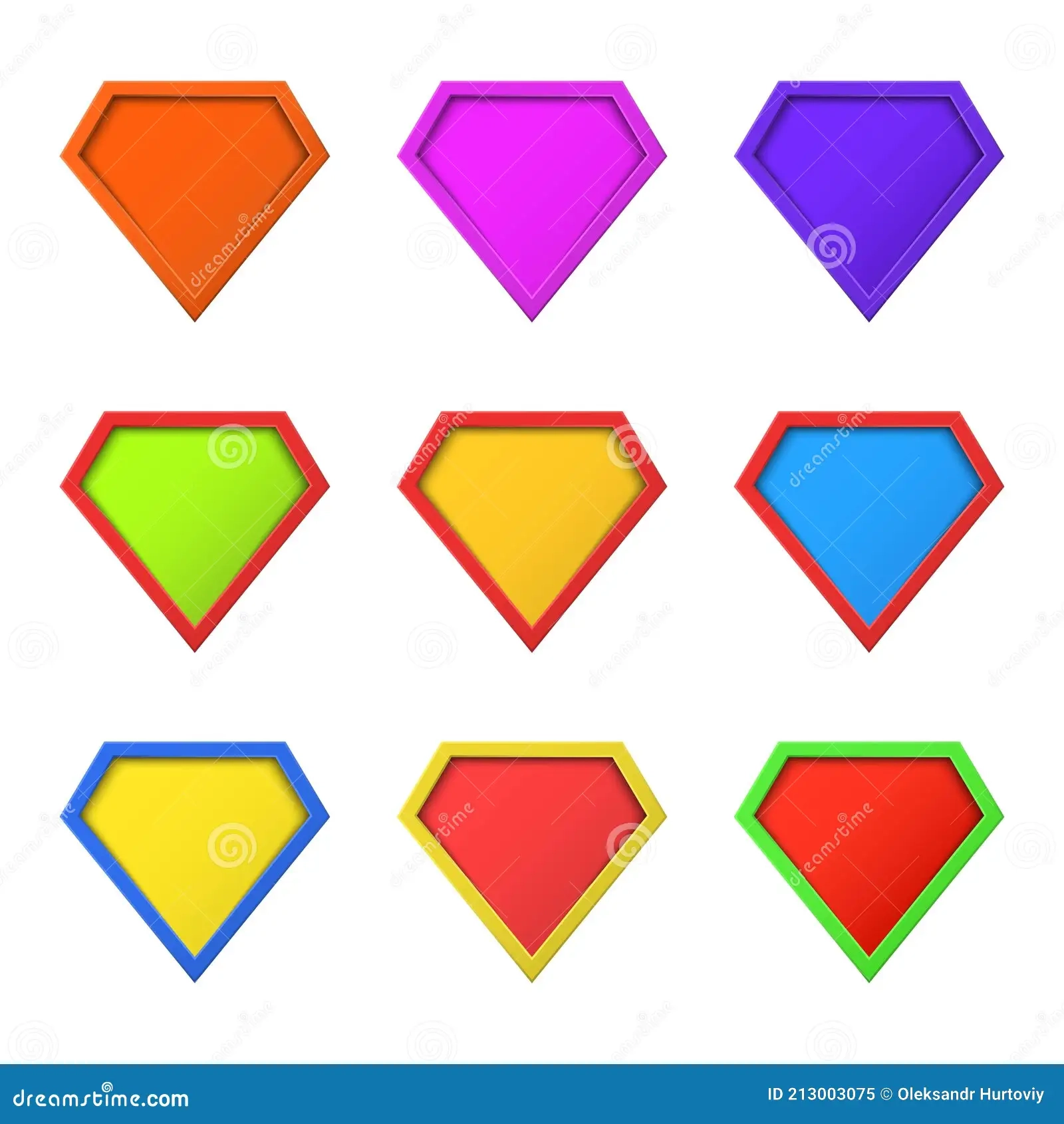 Set Of Colorful Different Superhero Logo Concept Blank Super 