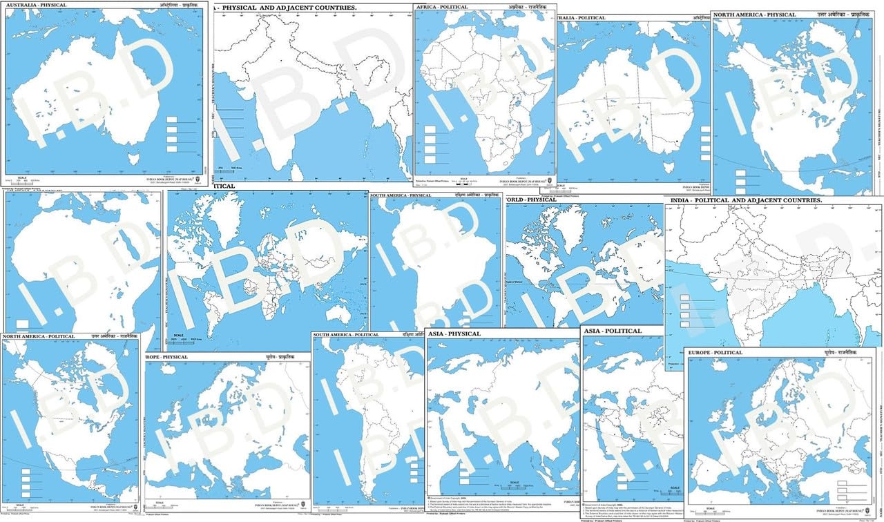 Set Of Large Size 100 Practice Educational Blank Outline Maps Of 