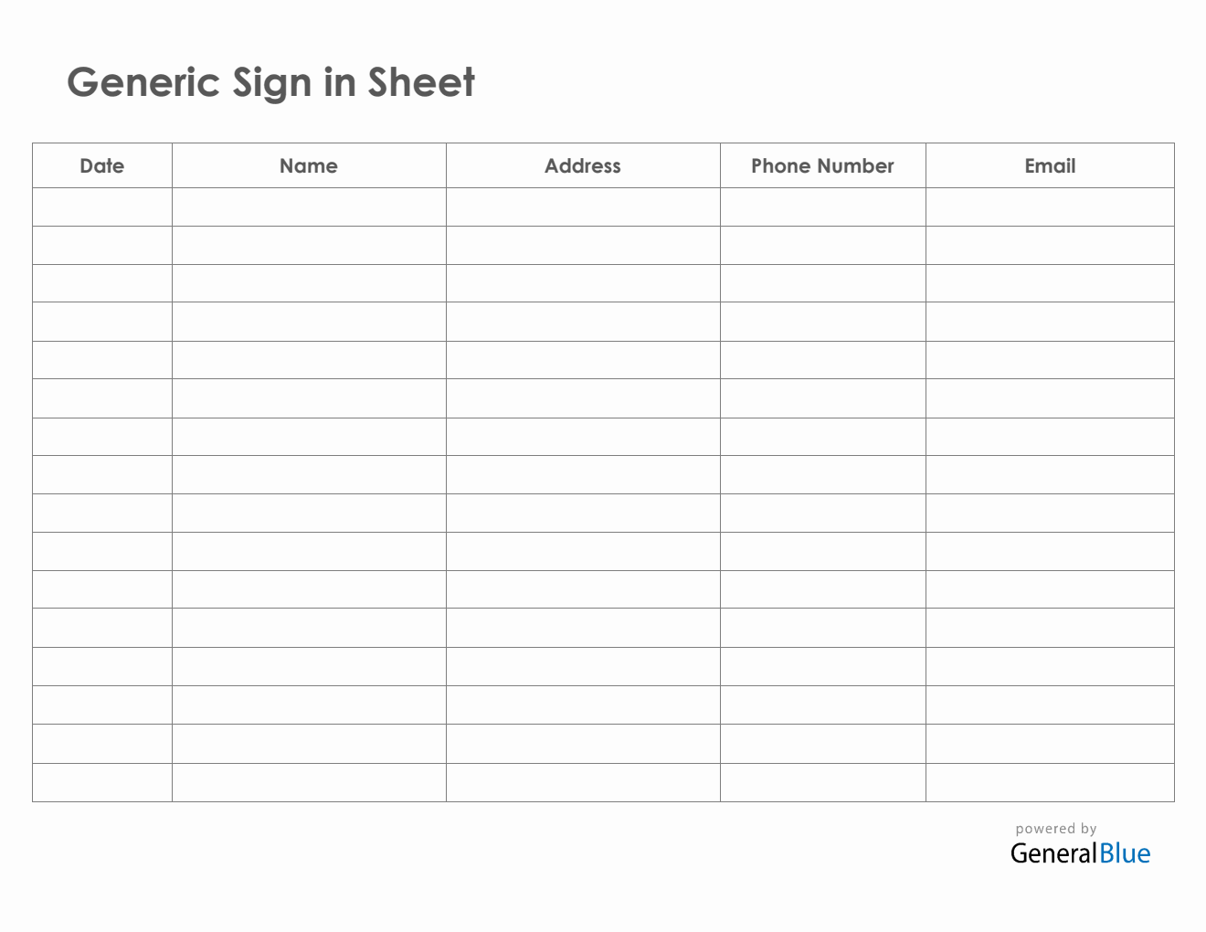 Blank Sign In Sheet Printable