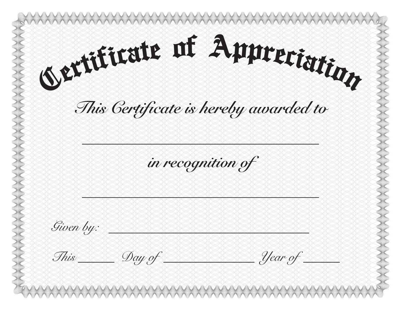Simple Certificate Of Appreciation Etsy